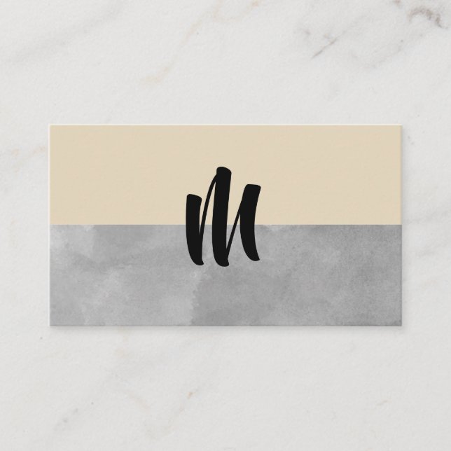 Tarjeta De Visita Gris y beige monogramo (Anverso)