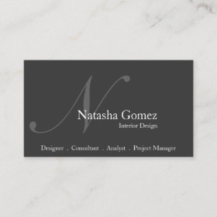 Tarjeta de visita gris y blanca elegante del