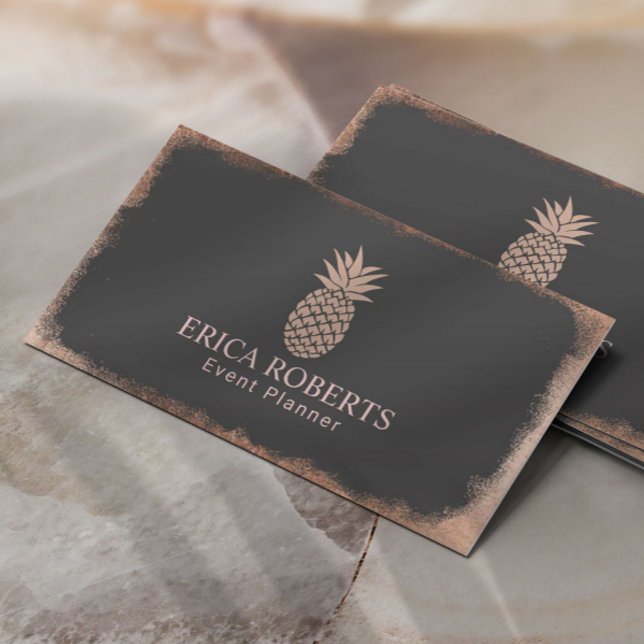Tarjeta De Visita Gris y oro Rosa modernos de piña (Subido por el creador)