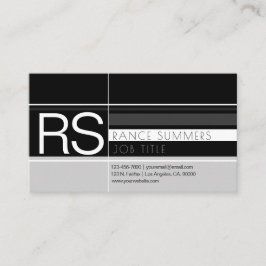 Tarjeta De Visita Grises y negro geométricos de monograma masculino