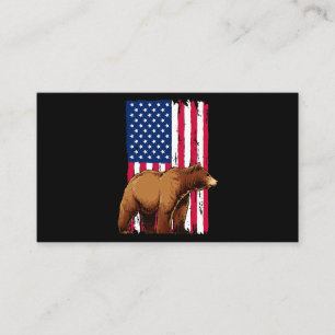 Tarjeta De Visita Grizzly Bear ama la bandera estadounidense
