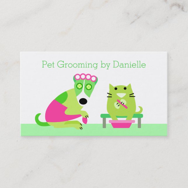 Tarjeta De Visita Groomer - balneario del perro y del gato (Anverso)