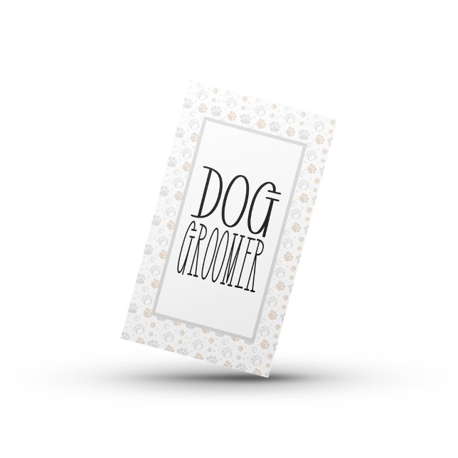Tarjeta De Visita Groomer de perro simple con código QR (Simple Dog Groomer With QR code Business Card)