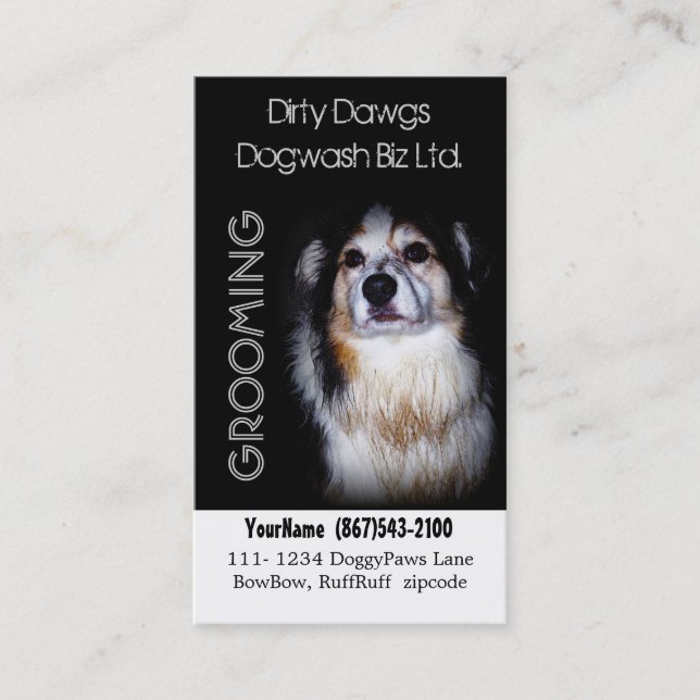 Tarjeta De Visita Groomer del perro o lavado fangoso del perro (Anverso)