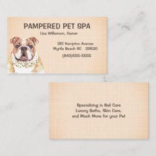 Tarjeta de visita Groomer Mascota Bulldog marrón