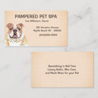 Tarjeta de visita Groomer Mascota Bulldog marrón