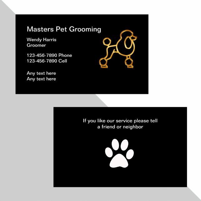Tarjeta De Visita Groomer Mascota de candado de oro de clase (Subido por el creador)