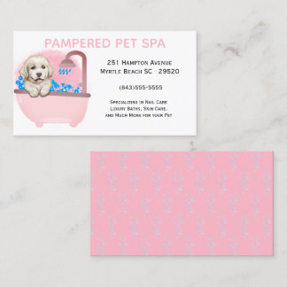 Tarjeta de visita Groomer Mascota Rosa Cute Dog Ba