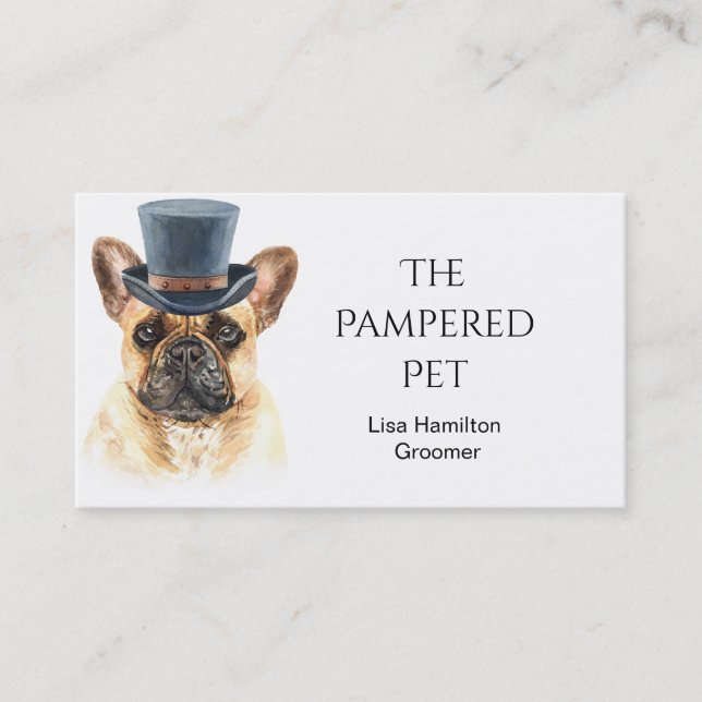 Tarjeta De Visita Groomer/Vet/Sitters, Mascota de Bullog francés (Anverso)