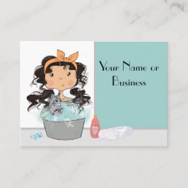 Tarjeta De Visita Grooming Chica y Mascota de baño de gato
