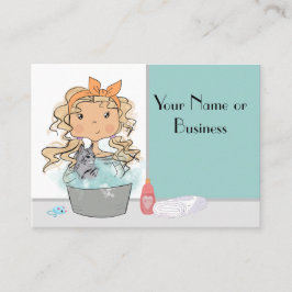 Tarjeta De Visita Grooming Chica y Mascota de baño de gato