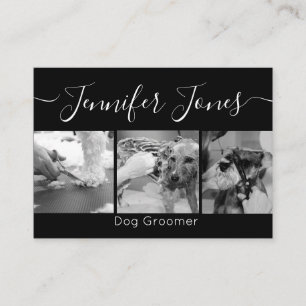 Tarjeta De Visita Grooming de perros blancos y negros de moda minima