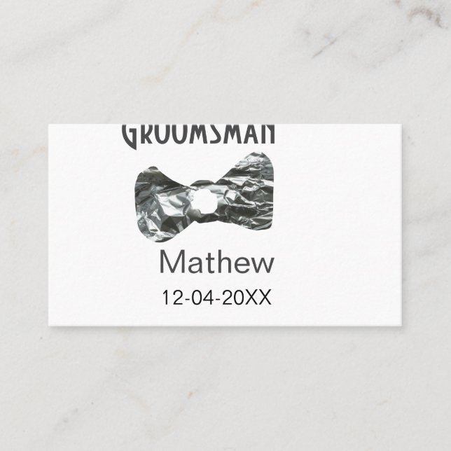 Tarjeta De Visita Groomsman agregar nombre fecha año de referencia d (Anverso)