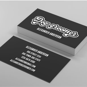 Tarjeta De Visita Groovía mínima de Perro Blanco y Negro