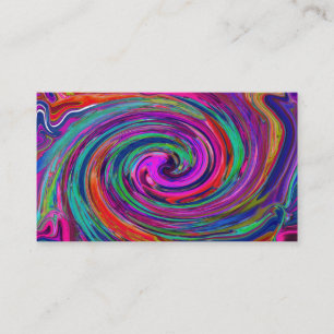 Tarjeta De Visita Groovy Abstracto Retro Magenta Oscuro Remolino de