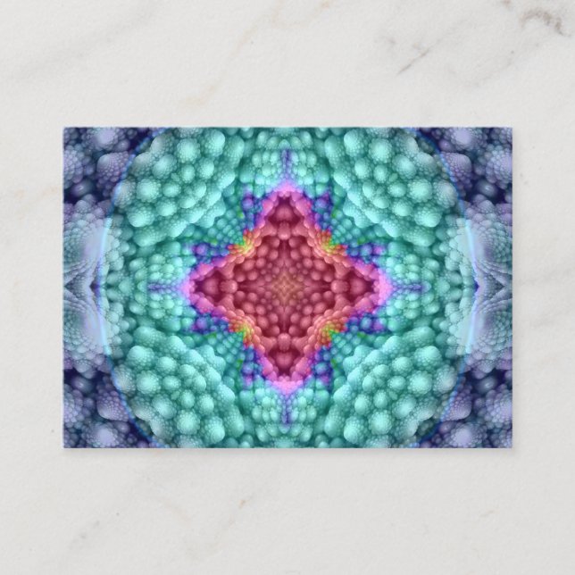 Tarjeta De Visita Groovy    BlueVintage Fractal Kaleidoscope (Anverso)
