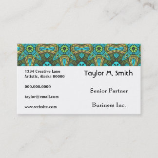 Tarjeta De Visita Groovy Decorated Star Pattern Damask Resumen Arte