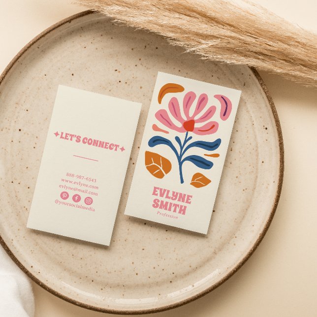 Tarjeta De Visita Groovy Floral Boho Girly (Subido por el creador)