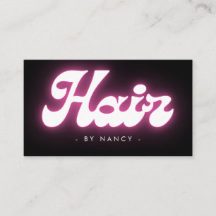 Tarjeta De Visita Groovy Hair Salon Neon Pink Business Card