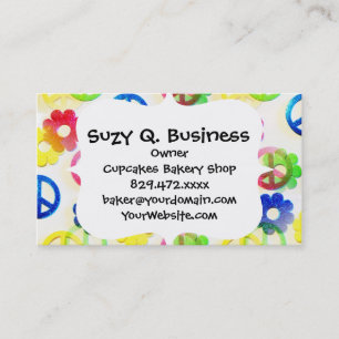Tarjeta De Visita Groovy Hippie Peace anuncia esparadrapo de poder d