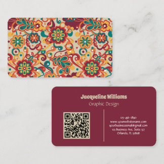 Tarjeta De Visita Groovy Psychedelic 60s 70s Floral Business Card