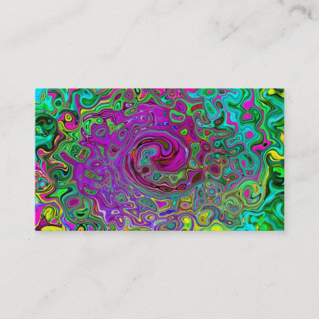 Tarjeta De Visita Groovy Púrpura Resumen Remo Láquido Líquido Swirl (Anverso)