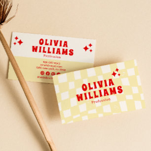 Tarjeta De Visita Groovy retro amarillo negrita bajo control Funky t