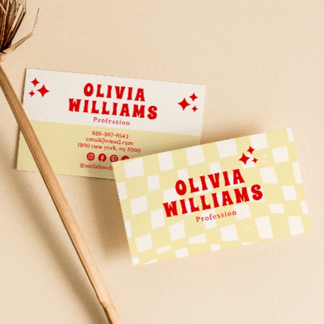 Tarjeta De Visita Groovy retro amarillo negrita bajo control Funky t (Subido por el creador)