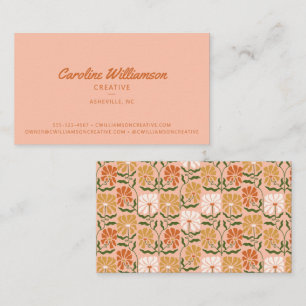 Tarjeta De Visita Groovy Retro Boho Naranja Quemada Botánico de Moda