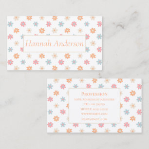 Tarjeta De Visita Groovy Retro Daisy Flores Boho Floral