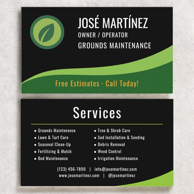 Tarjeta De Visita Grounds Maintenance Landscaping Lawn Service (Subido por el creador)