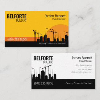 Tarjeta De Visita Grúa de construcción moderna silueta amarillo negr