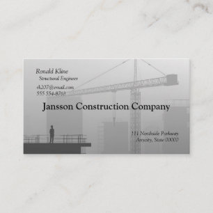 Tarjeta De Visita Grúa de construcción y trabajador