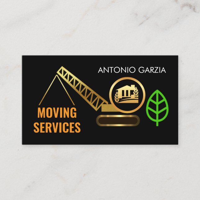 Tarjeta De Visita Grúa de mudanza de hogar de oro (Anverso)