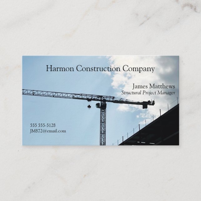 Tarjeta De Visita Grúa y cielo de construcción (Anverso)