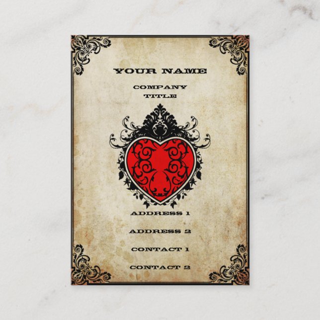 Tarjeta De Visita Grunge Ace of Hearts (Anverso)