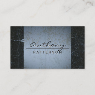 Tarjeta De Visita Grunge azul   Mármol negro