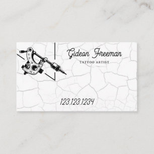 Tarjeta De Visita Grunge Black & White Tattoo Gun