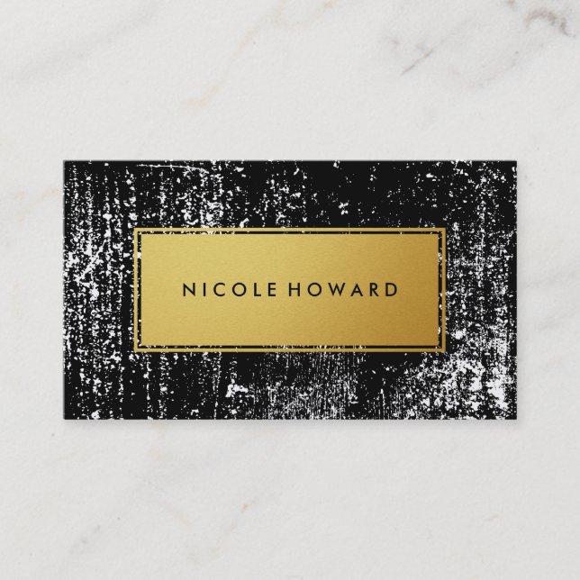 Tarjeta De Visita Grunge blanco moderno y elegante metal falso oro (Anverso)
