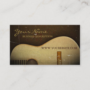 Tarjeta De Visita Grunge clásico elegante del vintage de la guitarra