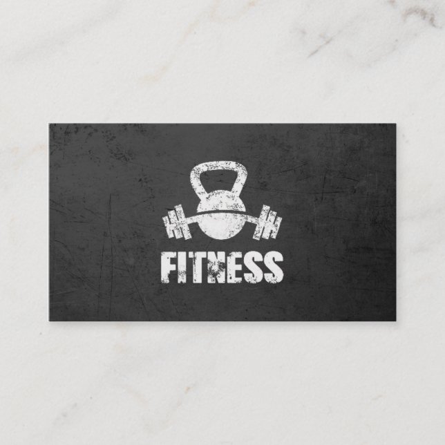 Tarjeta De Visita Grunge Fitness Personal Trainer Kettlebell Barbell (Anverso)