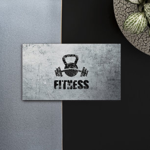 Tarjeta De Visita Grunge Fitness Personal Trainer Kettlebell Barbell