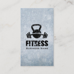Tarjeta De Visita Grunge Fitness Personal Trainer Kettlebell Barbell