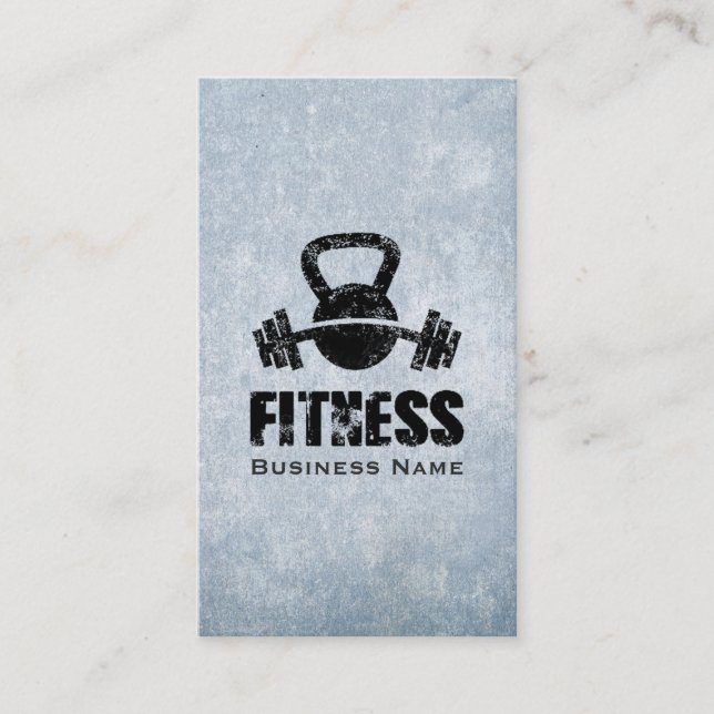Tarjeta De Visita Grunge Fitness Personal Trainer Kettlebell Barbell (Anverso)
