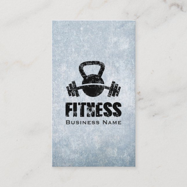 Tarjeta De Visita Grunge Fitness Personal Trainer Kettlebell Barbell (Anverso)