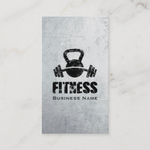 Tarjeta De Visita Grunge Fitness Personal Trainer Kettlebell Barbell
