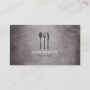 Tarjeta De Visita Grunge Fork Knife Spoon Restaurant Cafe Catering