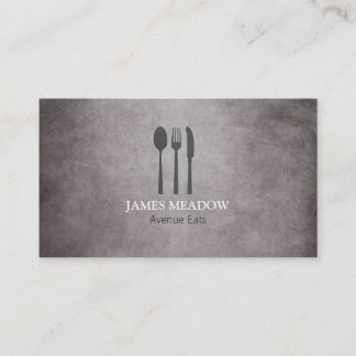 Tarjeta De Visita Grunge Fork Knife Spoon Restaurant Cafe Catering B
