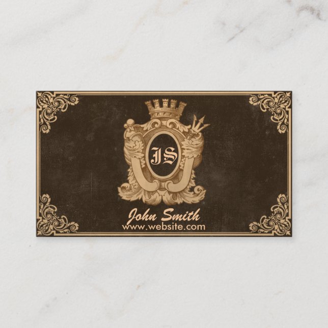 Tarjeta De Visita Grunge Heraldry Monograma (Anverso)