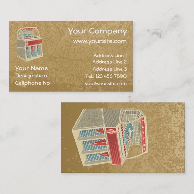 Tarjeta De Visita Grunge Jukebox (Anverso / Reverso)